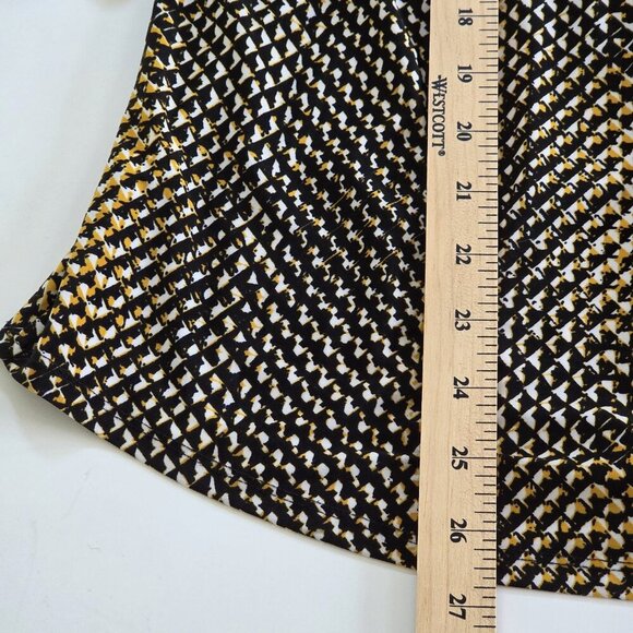 Cocomo Tunic Top Womens M Yellow Black White Henley 3/4 Roll Tab Sleeves Pintuck - Picture 7 of 14